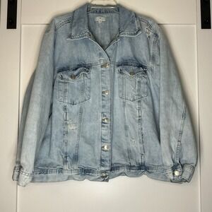 True‎ Craft Denim Jacket Women's Size 4X Distressed Light Wash